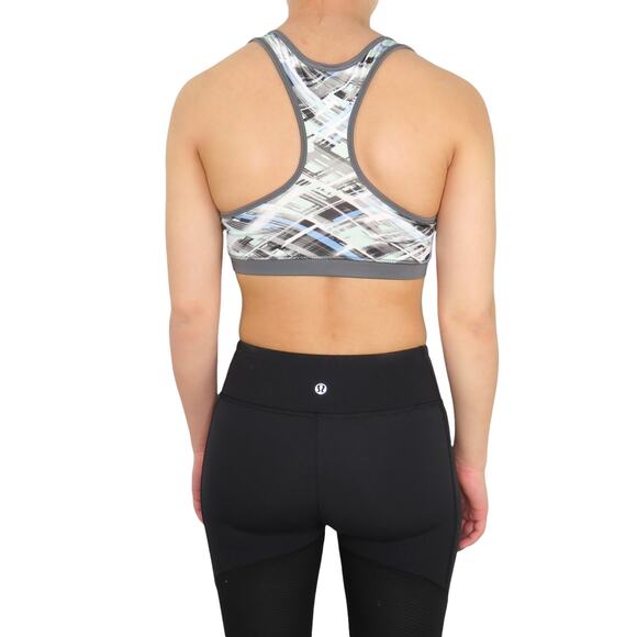 Y2k So Pastel Blue & Gray Swirly Geometric Sports Bra Small - Picture 2 of 6